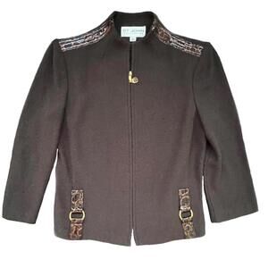 St John Collection Chocolate Brown Knit Jacket - 4